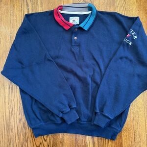 Cutter & Buck Vintage Navy Pull Over Collar Two Button Size XL